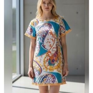 Trina Turk Rashida Fringe Vibrant Paisley dress, Women's size 14